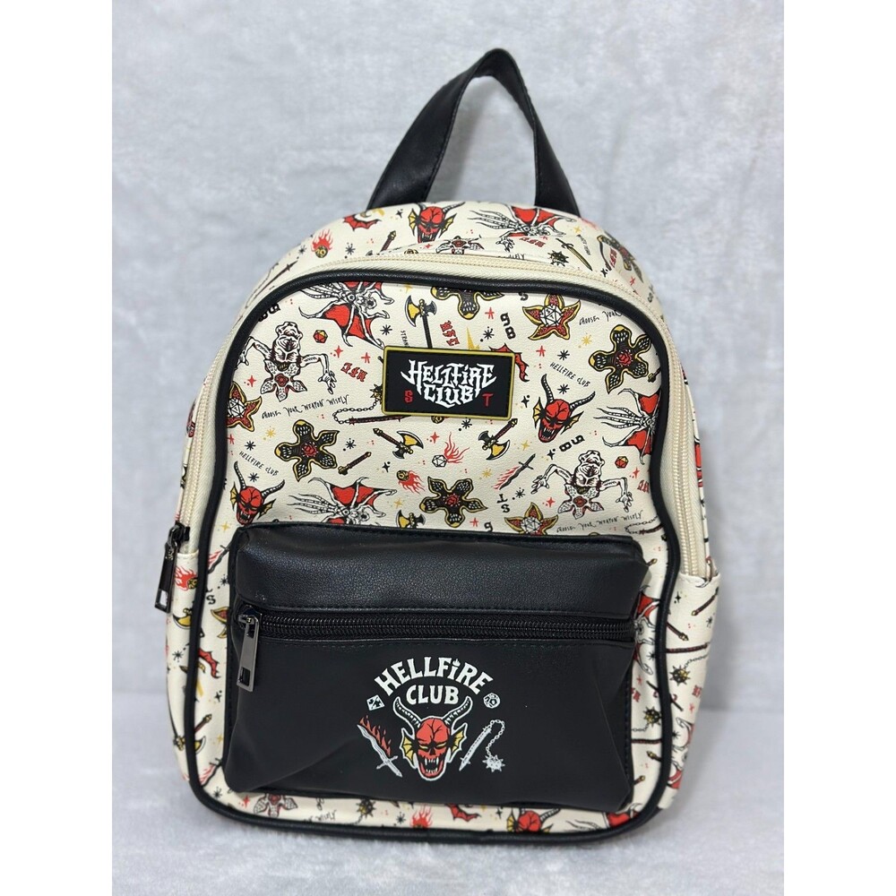 stranger things hellfire club mini backpack black red